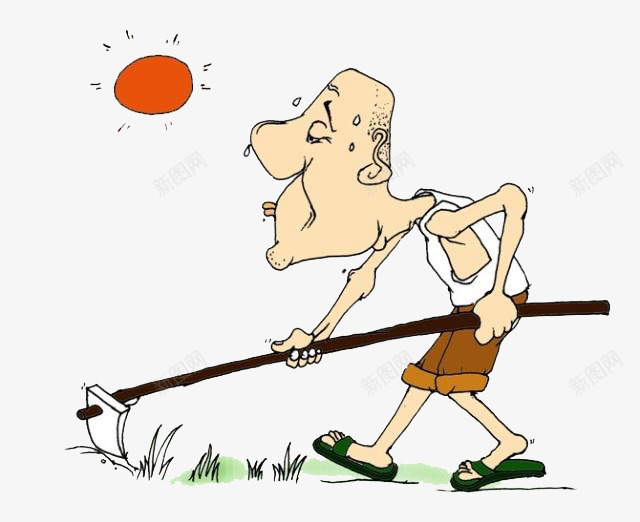 锄禾卡通png免抠素材_新图网 https://ixintu.com 农民 卡通手绘 插画 教育 装饰 辛勤 锄禾 锄禾日当午