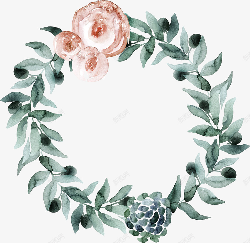 手绘花草框架装饰png免抠素材_新图网 https://ixintu.com 卡通装饰 小清新插画 广告设计 海报设计 画框 花圈 花草卡通手绘