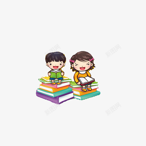 看书的卡通男孩女孩png免抠素材_新图网 https://ixintu.com 免抠 学习知识 手绘卡通 教育培训 看书剪影 看书阅读 读书学习