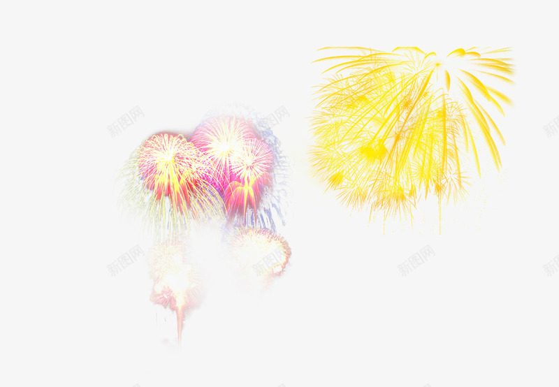 节日气氛烟花psd免抠素材_新图网 https://ixintu.com png 散开的光 烟花 粉色 黄色