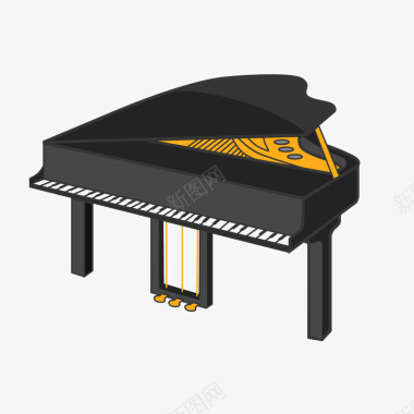 黑色扁平化钢琴元素矢量图图标图标