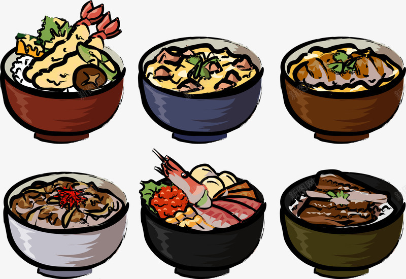 手绘日本面食png免抠素材_新图网 https://ixintu.com 手绘 日本 美味 面食