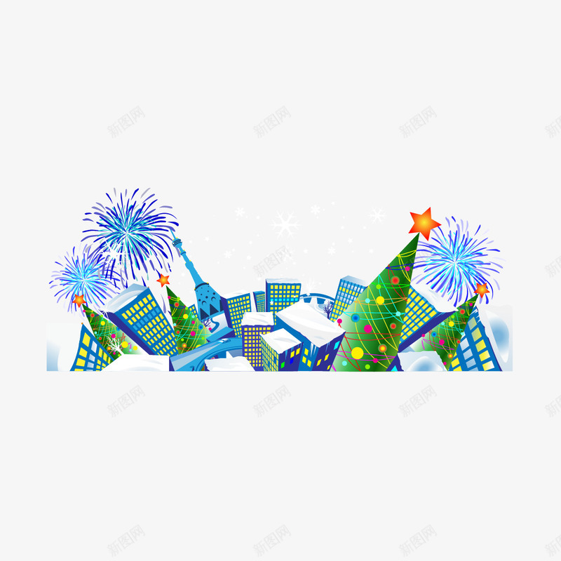 烟花和圣诞树png免抠素材_新图网 https://ixintu.com 圣诞树 圣诞节素材 烟花 矢量圣诞树 矢量烟花