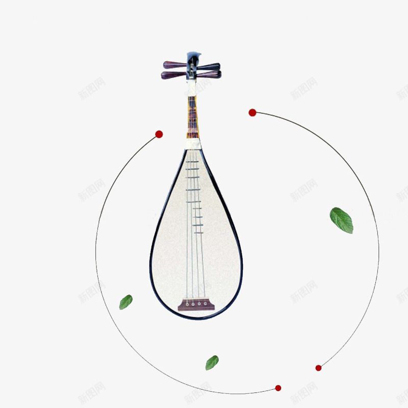 中国艺术乐器png免抠素材_新图网 https://ixintu.com 中国 乐器 绿叶 音乐