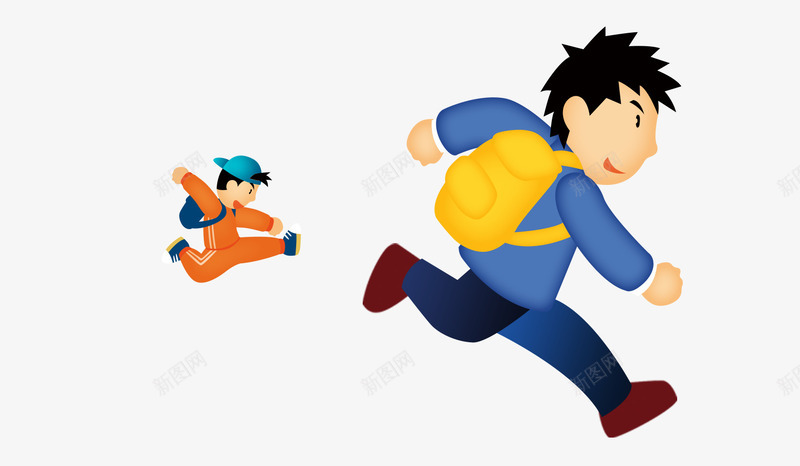 奔跑上学的男孩子psd免抠素材_新图网 https://ixintu.com 上学 卡通 奔跑 学校 小人奔跑 开学 手绘 教育 男孩子