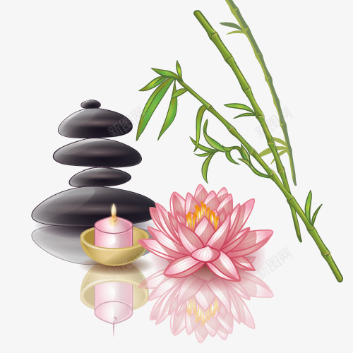 卡通莲花和竹子png免抠素材_新图网 https://ixintu.com 卡通莲花和竹子海报矢量图下载唯美卡通莲花和竹子海报矢量素材 唯美卡通莲花和竹子海报矢量图下载 石头 荷花 蜡烛