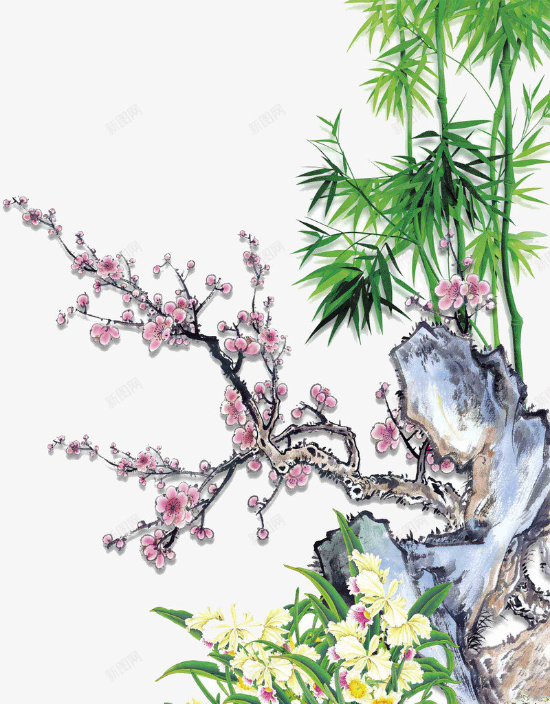 梅花绿色png免抠素材_新图网 https://ixintu.com 树枝 素材 绿色 设计