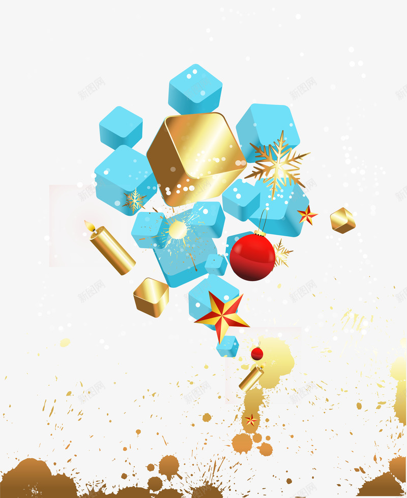 立体方块金色烟花蓝色盒子矢量图ai免抠素材_新图网 https://ixintu.com 鏂瑰潡 鐑熻姳 钃濊壊 閲戣壊 矢量图
