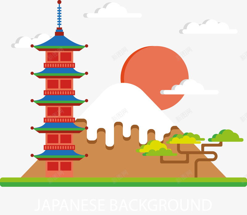 富士山png免抠素材_新图网 https://ixintu.com 塔 太阳 富士山 日本 美丽的富士山