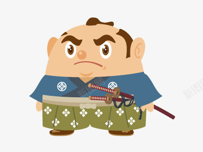 扁平化Q版日本武士png免抠素材_新图网 https://ixintu.com H5页面素材 Q版日本武士 卡通 扁平化 扁平素材 武士 电商卡通 网页设计卡通