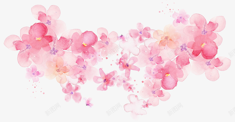 粉色小花png免抠素材_新图网 https://ixintu.com 免费下载 水墨画 粉红色 花瓣