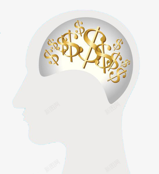 头脑里都是钱png免抠素材_新图网 https://ixintu.com 人的大脑 创意 利益化 卡通 反思 手绘 教育 现代思想 美元 金钱