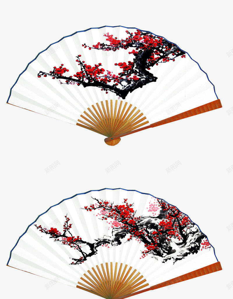 折扇梅花系列png免抠素材_新图网 https://ixintu.com 中国风 产品实物 扇子 折扇 梅花系列