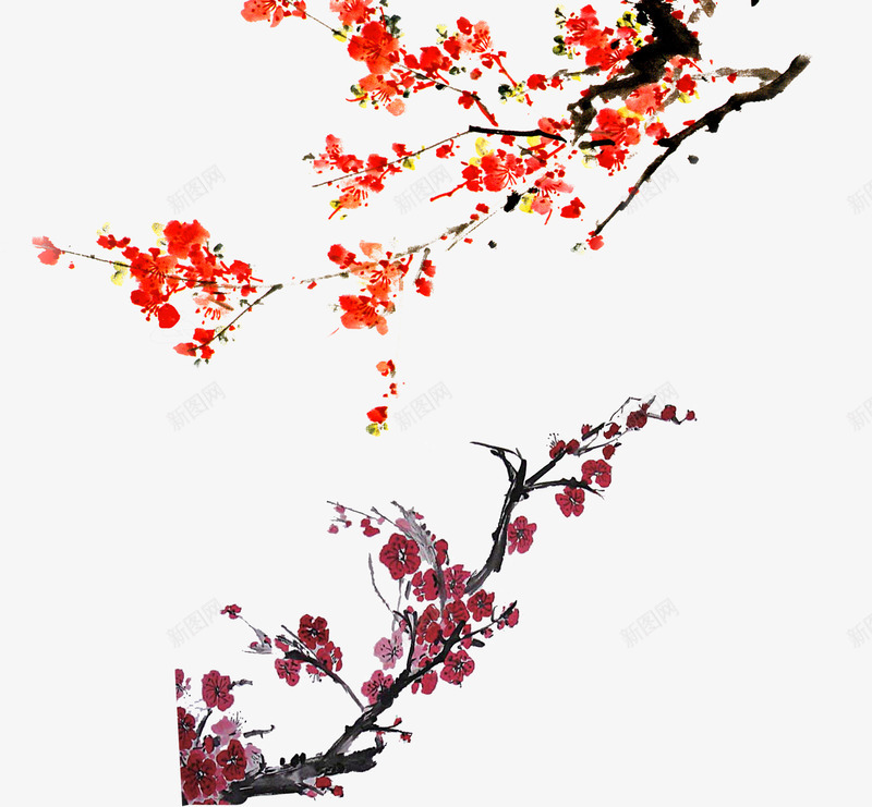 水墨梅花png免抠素材_新图网 https://ixintu.com 传统 古风 梅 梅花 腊梅