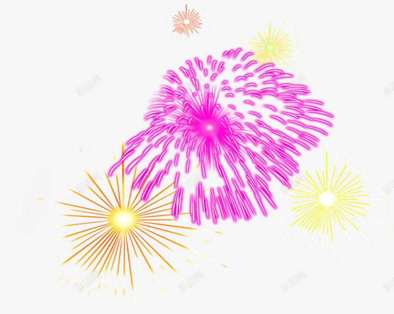 粉色手绘烟花开业png免抠素材_新图网 https://ixintu.com 开业 烟花 粉色
