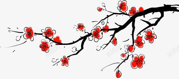 卡通红色梅花png免抠素材_新图网 https://ixintu.com 中国画 卡通梅花 水彩梅花 红色梅花