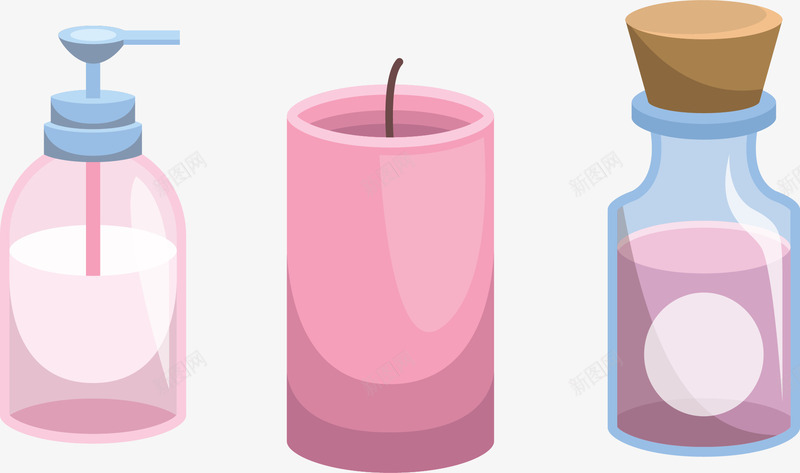 粉红香薰精油蜡烛矢量图ai免抠素材_新图网 https://ixintu.com 沐浴 矢量png 粉红色 精油蜡烛 香薰 香薰精油 矢量图