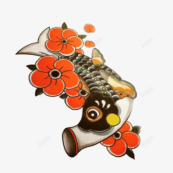 彩铅画鲤鱼旗png免抠素材_新图网 https://ixintu.com 手绘 日本传统图案鲤鱼 日本鲤鱼旗 漂亮的鲤鱼旗 绘画 设计 鲤鱼旗 鲤鱼旗设计 黑色鲤鱼旗