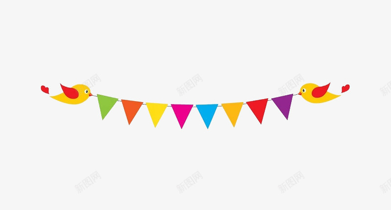 水彩小鸟条幅装饰png免抠素材_新图网 https://ixintu.com 卡通手绘 小鸟 彩色 条幅 水彩 生日派对装饰