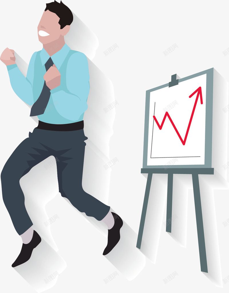 业绩上升的职员png免抠素材_新图网 https://ixintu.com 业绩 卡通手绘 工作 开心 抽象 指示板 职员