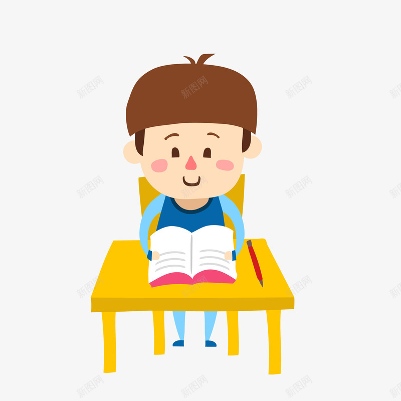 卡通课堂上的男孩矢量图ai免抠素材_新图网 https://ixintu.com 上学 上课 人物设计 学习 教育 看书 课堂 矢量图