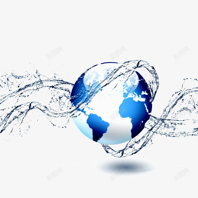 科技psd免抠素材_新图网 https://ixintu.com banner 地球 水 水珠 水绕地球