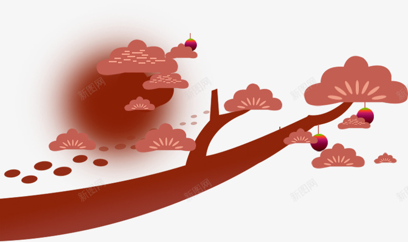 冬日梅花创意场景装饰png免抠素材_新图网 https://ixintu.com 冬日 创意 场景 梅花 装饰
