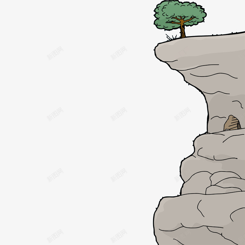 手绘山石png免抠素材_新图网 https://ixintu.com 山 悬崖 手绘 树 石头 简笔画山