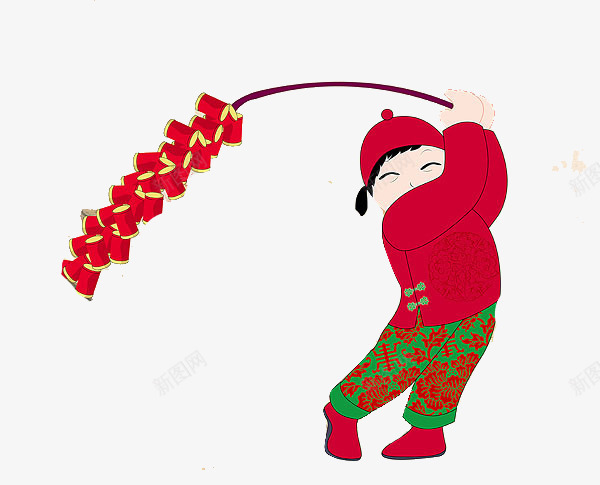 中国风小孩放烟花png免抠素材_新图网 https://ixintu.com 中国风 免扣小孩 小孩放烟花 放鞭炮 红色 鞭炮