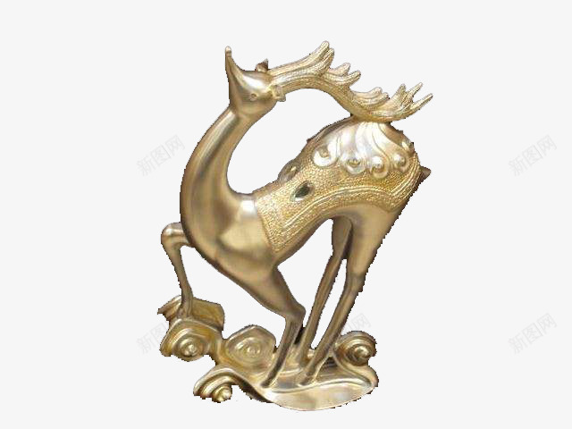 金鹿摆件png免抠素材_新图网 https://ixintu.com 吉祥 家居 招财 摆件 梅花鹿 腾云驾雾 装饰 造型 金色 金鹿