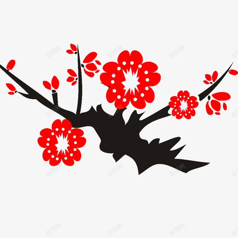 红色卡通梅花简笔画png免抠素材_新图网 https://ixintu.com 儿童绘画 卡通梅花 枝头梅花盛开简笔画 梅花简笔画 简约梅花简笔画 红色卡通梅花简笔画 红色花瓣 花枝