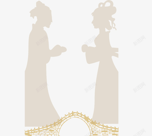 牛与织女来相会矢量图ai免抠素材_新图网 https://ixintu.com 七夕节 喜雀桥 矢量图
