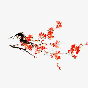 寒冬一枝梅png免抠素材_新图网 https://ixintu.com 冬梅 树枝 梅花 植物 红色