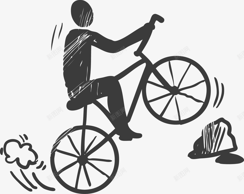 骑自行车的人图标png_新图网 https://ixintu.com 一辆 人 剪影 单车剪影 卡通 手绘 石头 自行车 黑色