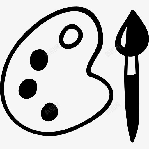 雨刷工具和画家调色板图标png_新图网 https://ixintu.com 手画 教育 漆 画家的调色板 画笔 绘画 艺术 调色板