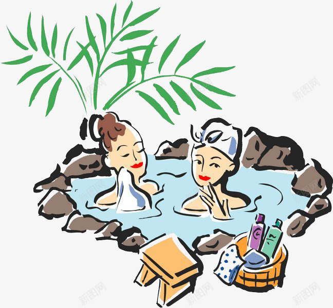 泡温泉手稿png免抠素材_新图网 https://ixintu.com 恋花温泉 日本温泉 泡温泉 泡温泉图片 温泉度假村 温泉设计