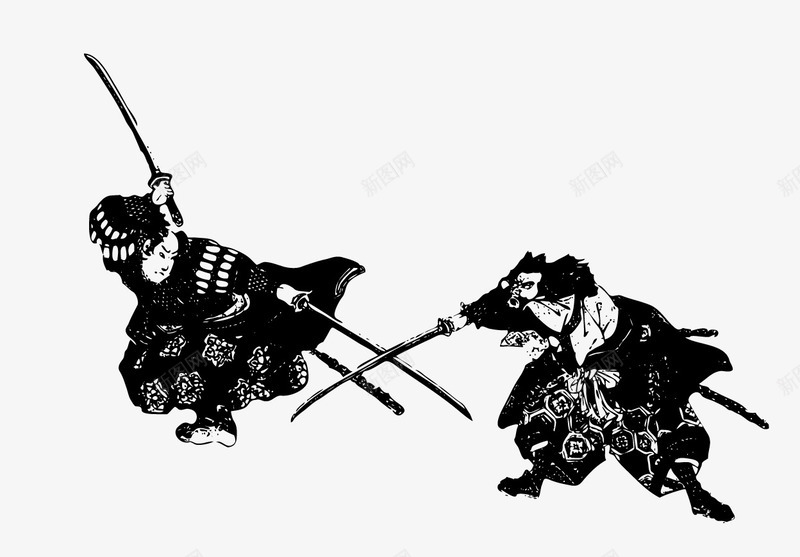 日本武士元素png免抠素材_新图网 https://ixintu.com 日本水墨武士