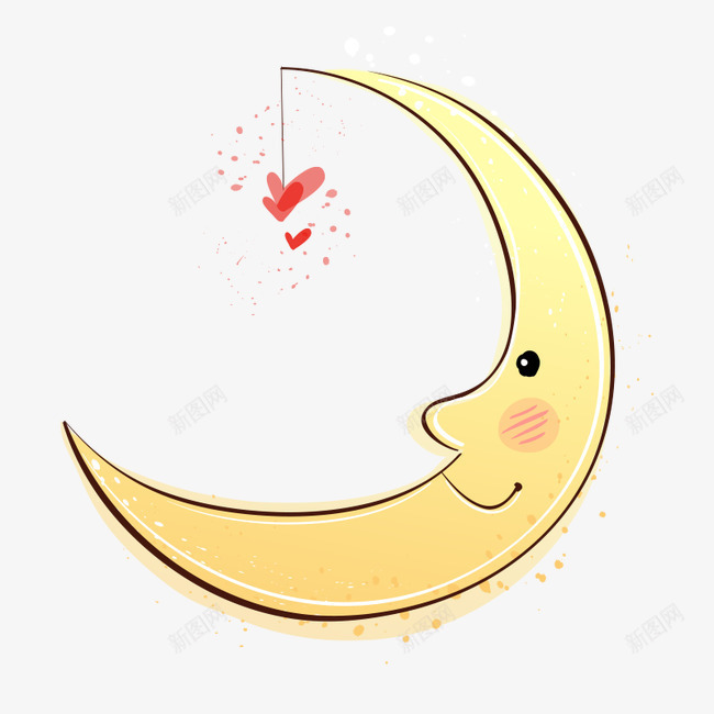 七夕节情人节png免抠素材_新图网 https://ixintu.com 七夕节 情人节 月亮 爱心 节日元素