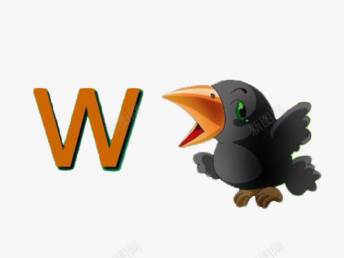 汉语拼音之wpng免抠素材_新图网 https://ixintu.com 乌鸦 卡通手绘 拼音卡片 插图 教育 汉语拼音 装饰