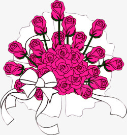 卡通粉色玫瑰花朵七夕浪漫情人节素材