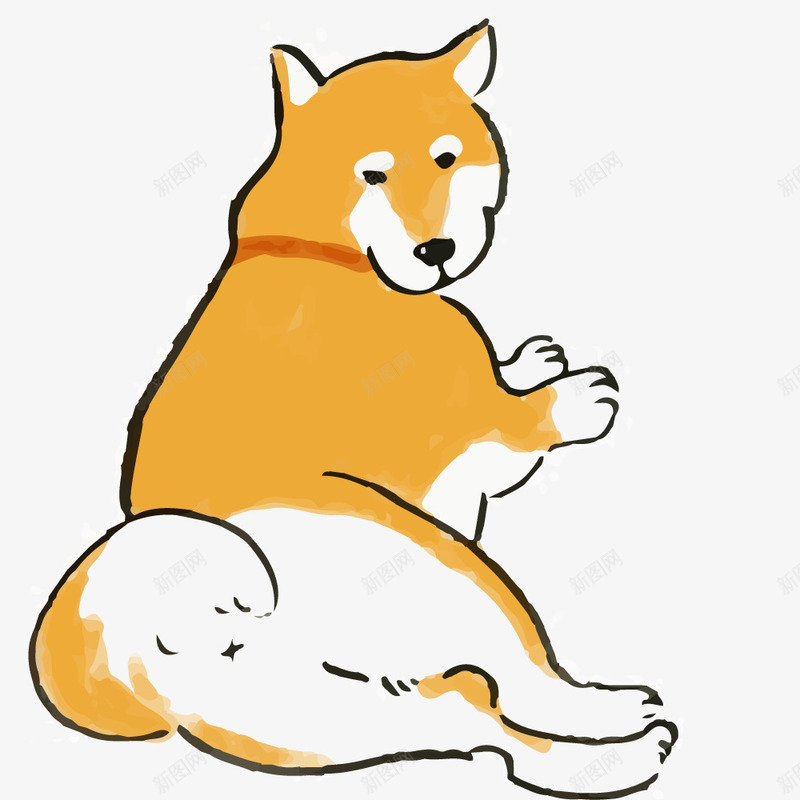 手绘卡通日本秋田犬png免抠素材_新图网 https://ixintu.com 卡通动物 卡通狗 卡通秋田犬 手绘秋田犬 秋田犬 黄色秋田犬