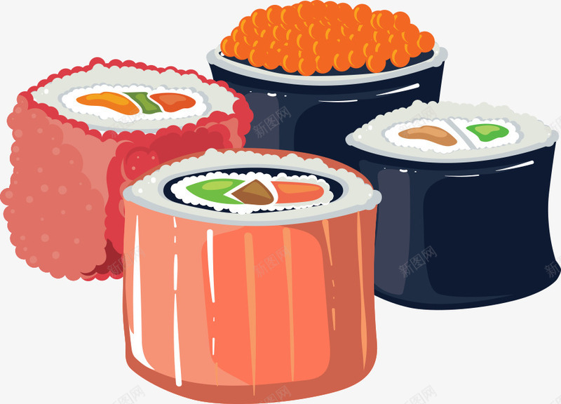 彩色寿司png免抠素材_新图网 https://ixintu.com 卡通寿司 寿司 日本寿司 矢量寿司