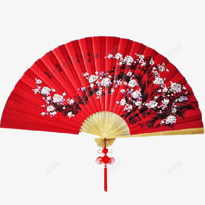 红色的扇子png免抠素材_新图网 https://ixintu.com 中国风 卡通樱花红色扇子 扇子 梅花扇 红色