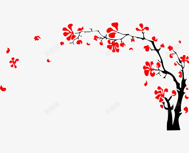 冬日红色梅花png免抠素材_新图网 https://ixintu.com 梅花 梅花素材 红色梅花 飘落的梅花图片
