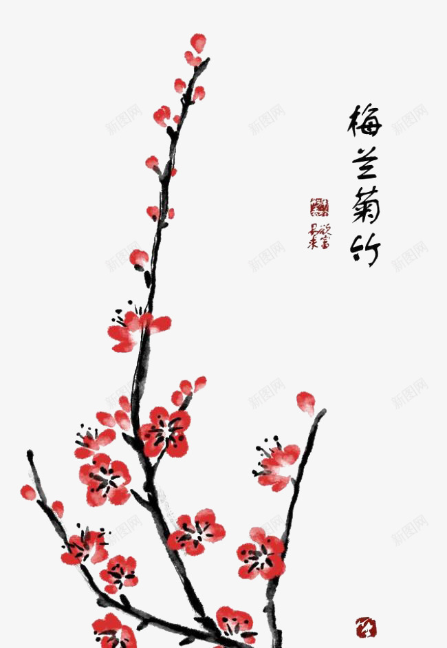装饰画梅花png免抠素材_新图网 https://ixintu.com 免扣 免费下载 梅花 梅花瓣 装饰画