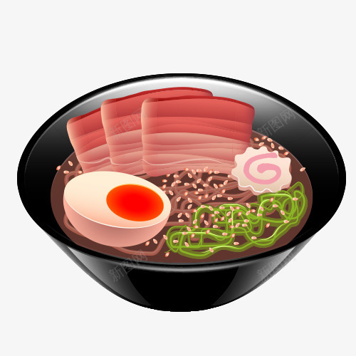 卡通拉面png免抠素材_新图网 https://ixintu.com 拉面 日本美食 美食 肉片 鸡蛋