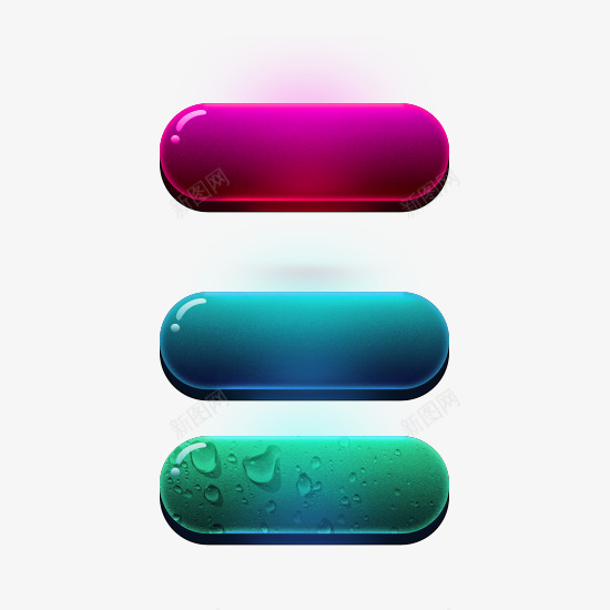 水晶按钮图标png_新图网 https://ixintu.com 按钮 水晶 水珠 装饰