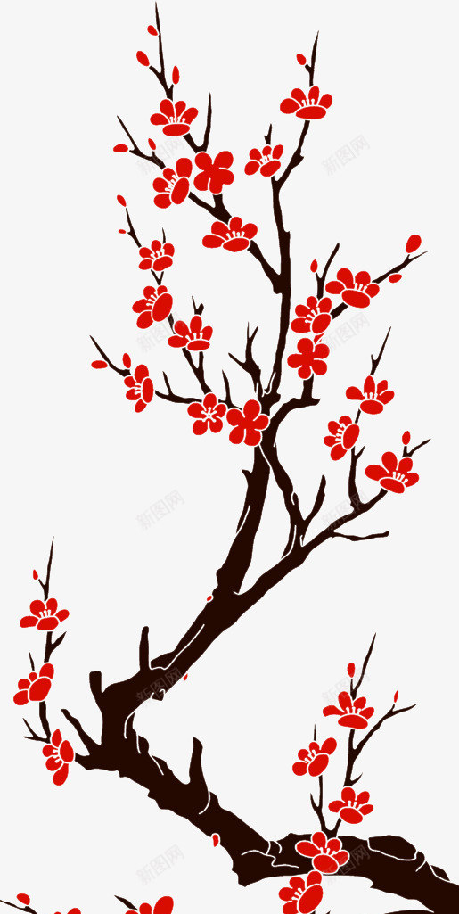 中国梅花png免抠素材_新图网 https://ixintu.com 梅花 梅花瓣 梅花矢量图 水墨梅花