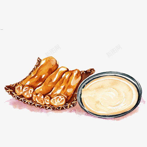 豆浆油条手绘画片psd免抠素材_新图网 https://ixintu.com 卡通油条豆浆 早餐 油条 油炸食品 色彩画 豆浆 黄色