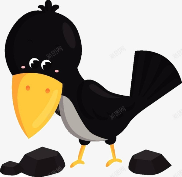 卡通乌鸦png免抠素材_新图网 https://ixintu.com 乌鸦 免扣黑乌鸦 卡通 石头 黄嘴乌鸦